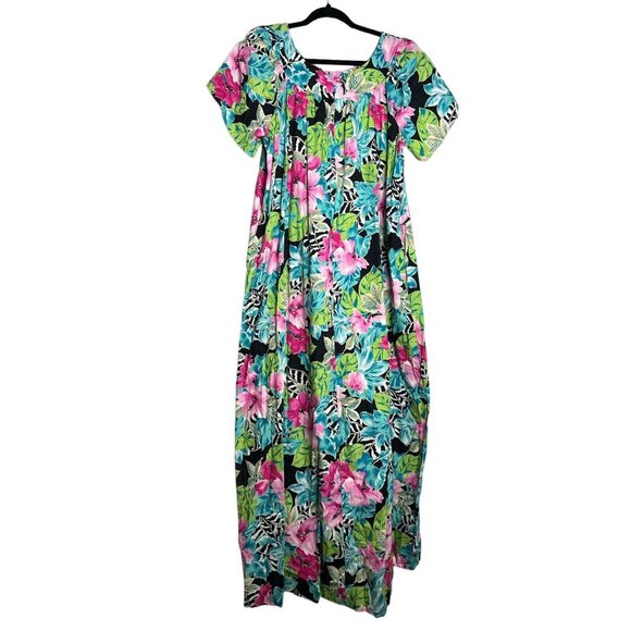 Hilo Hattie Vintage 1980’s Hawaiian Muu Muu/Maxi Dress Size Xl Vibrant Aloha - Picture 2 of 7